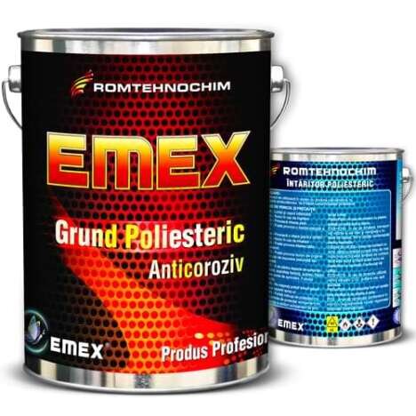 Pachet Grund Poliesteric Anticoroziv ?Emex? - Galben - Bid. 4 Kg + Intaritor - Bid. 0.6 Kg